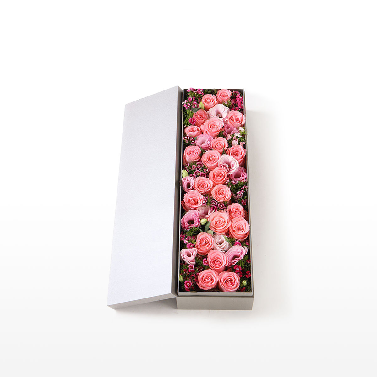 Coffret cadeau 21 roses roses