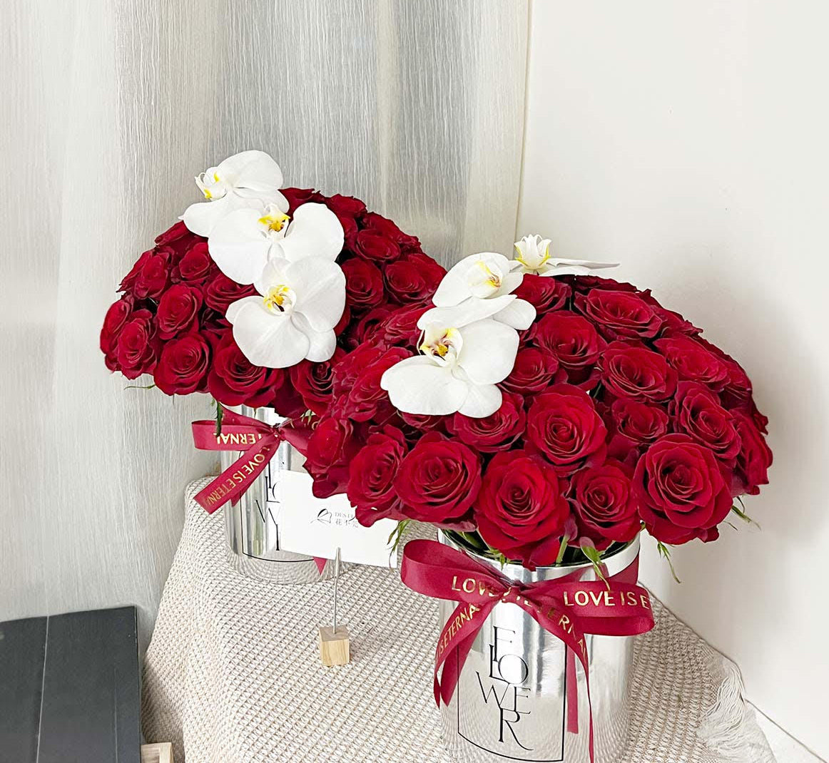 Coffret cadeau 21 roses roses