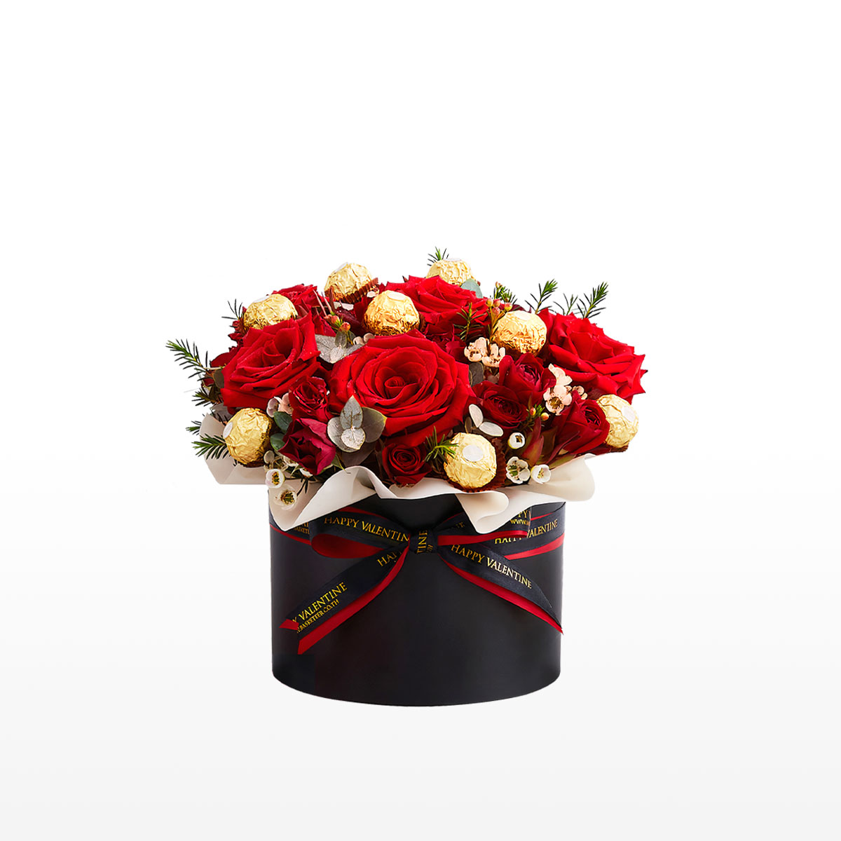 Bouquet de Ferrero et de roses rouges