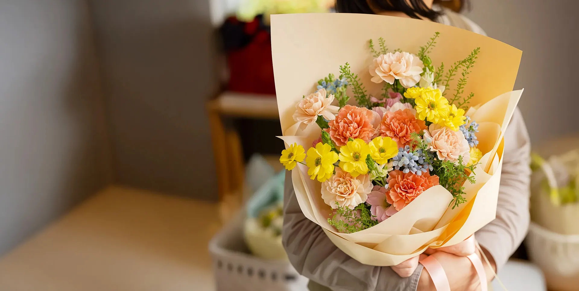 A beautiful vibrant bouquet of fresh flowers delivered to China