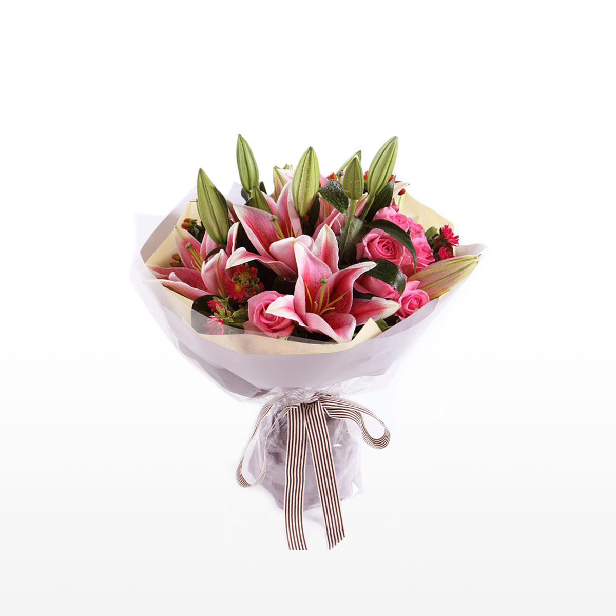 Pink Oriental Lily Flower Bouquet