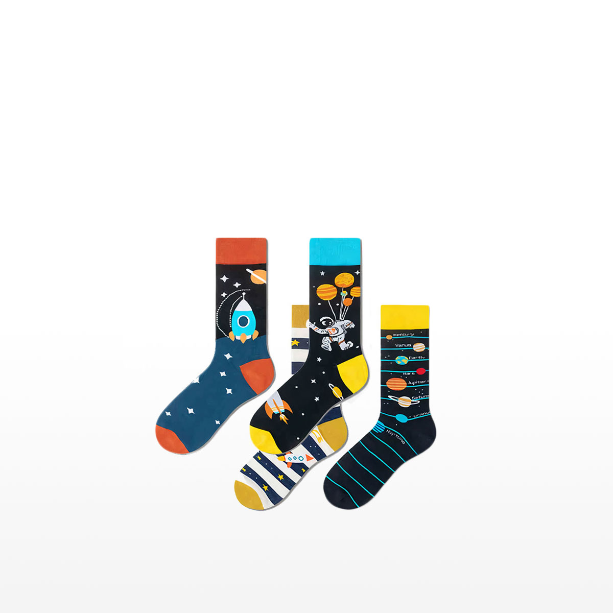 Lot de 4 paires de chaussettes pour homme inspirées de l'espace